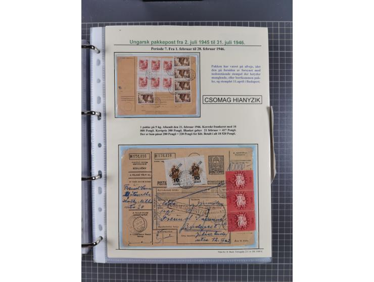 HYPERINFLATION: 1945/46, highly specialized Parcel Cards exhibit collection with around 80 items, showing a fine range of fra