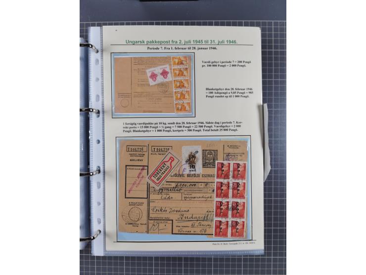 HYPERINFLATION: 1945/46, highly specialized Parcel Cards exhibit collection with around 80 items, showing a fine range of fra