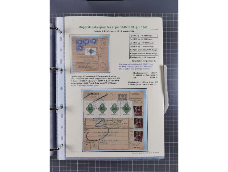 HYPERINFLATION: 1945/46, highly specialized Parcel Cards exhibit collection with around 80 items, showing a fine range of fra