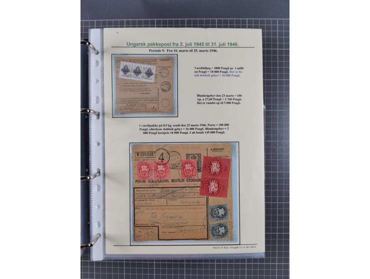 HYPERINFLATION: 1945/46, highly specialized Parcel Cards exhibit collection with around 80 items, showing a fine range of fra