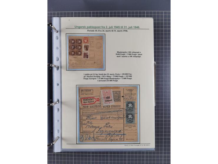 HYPERINFLATION: 1945/46, highly specialized Parcel Cards exhibit collection with around 80 items, showing a fine range of fra