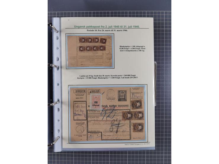 HYPERINFLATION: 1945/46, highly specialized Parcel Cards exhibit collection with around 80 items, showing a fine range of fra