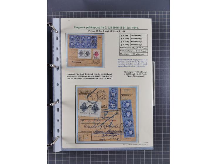 HYPERINFLATION: 1945/46, highly specialized Parcel Cards exhibit collection with around 80 items, showing a fine range of fra