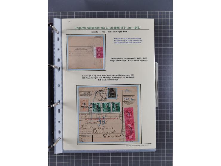 HYPERINFLATION: 1945/46, highly specialized Parcel Cards exhibit collection with around 80 items, showing a fine range of fra