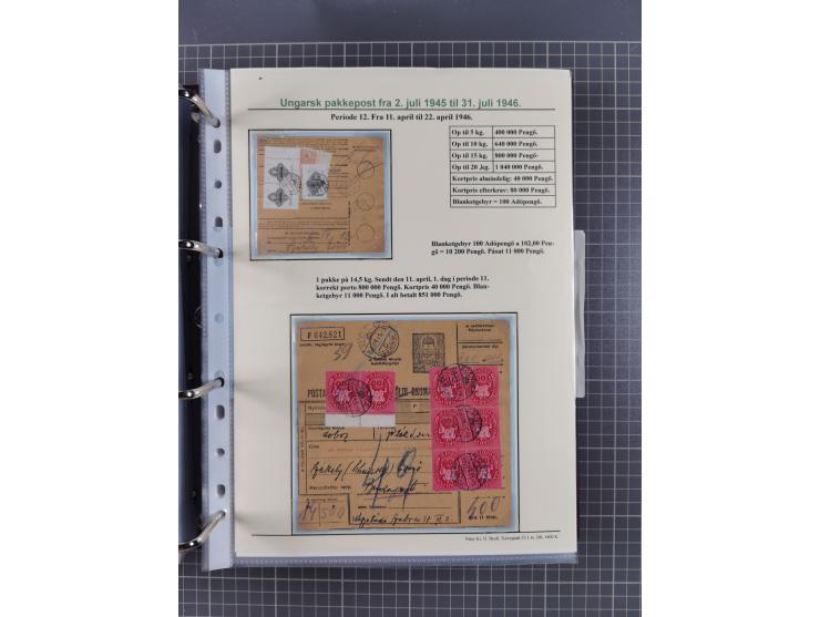 HYPERINFLATION: 1945/46, highly specialized Parcel Cards exhibit collection with around 80 items, showing a fine range of fra