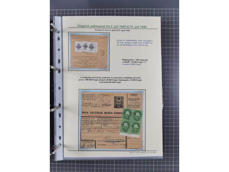 HYPERINFLATION: 1945/46, highly specialized Parcel Cards exhibit collection with around 80 items, showing a fine range of fra