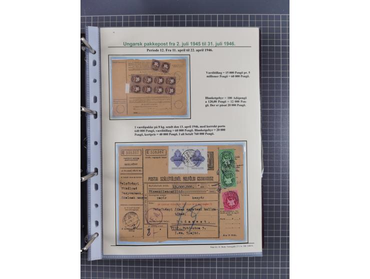 HYPERINFLATION: 1945/46, highly specialized Parcel Cards exhibit collection with around 80 items, showing a fine range of fra