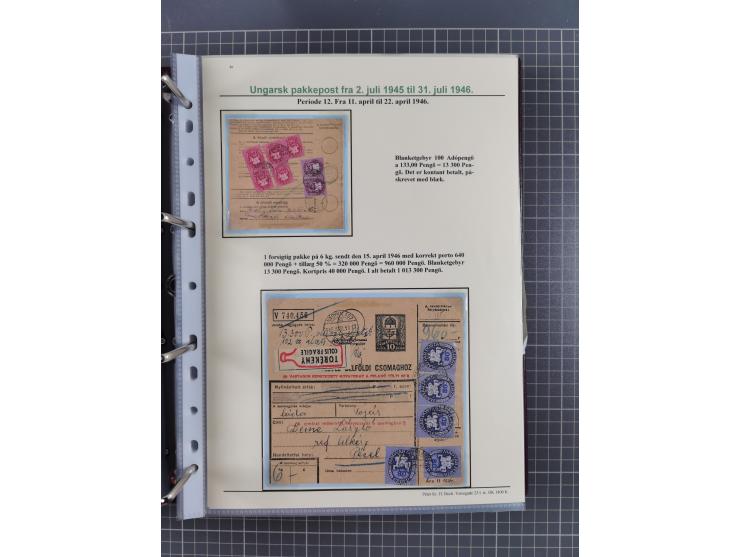 HYPERINFLATION: 1945/46, highly specialized Parcel Cards exhibit collection with around 80 items, showing a fine range of fra