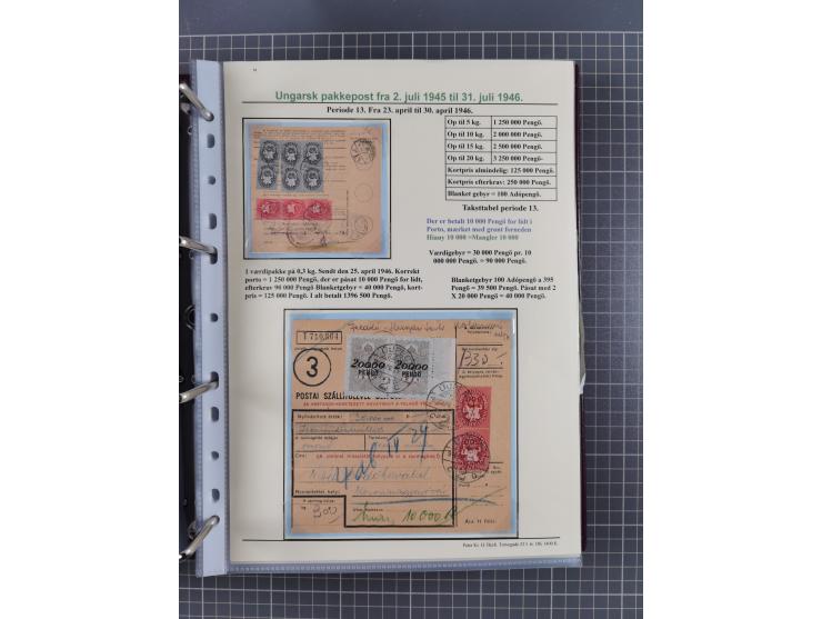 HYPERINFLATION: 1945/46, highly specialized Parcel Cards exhibit collection with around 80 items, showing a fine range of fra