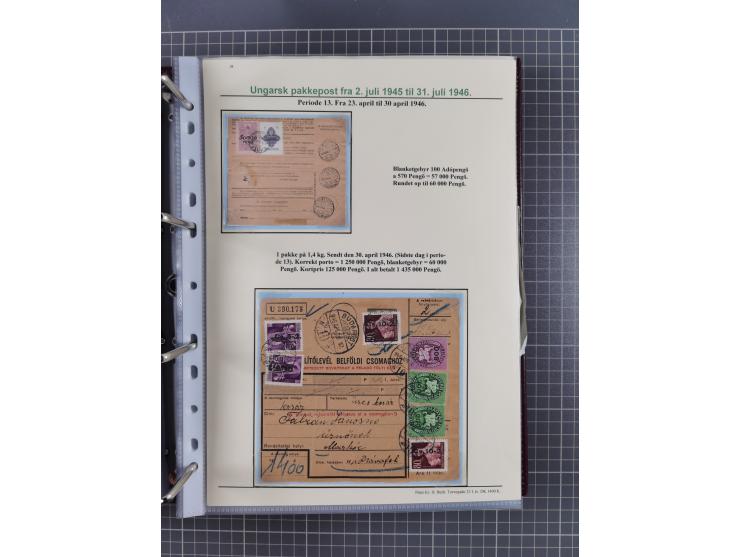 HYPERINFLATION: 1945/46, highly specialized Parcel Cards exhibit collection with around 80 items, showing a fine range of fra