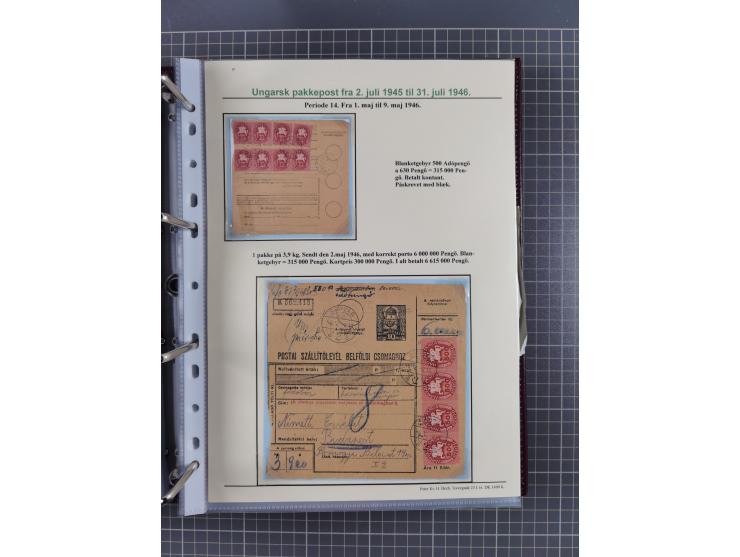 HYPERINFLATION: 1945/46, highly specialized Parcel Cards exhibit collection with around 80 items, showing a fine range of fra