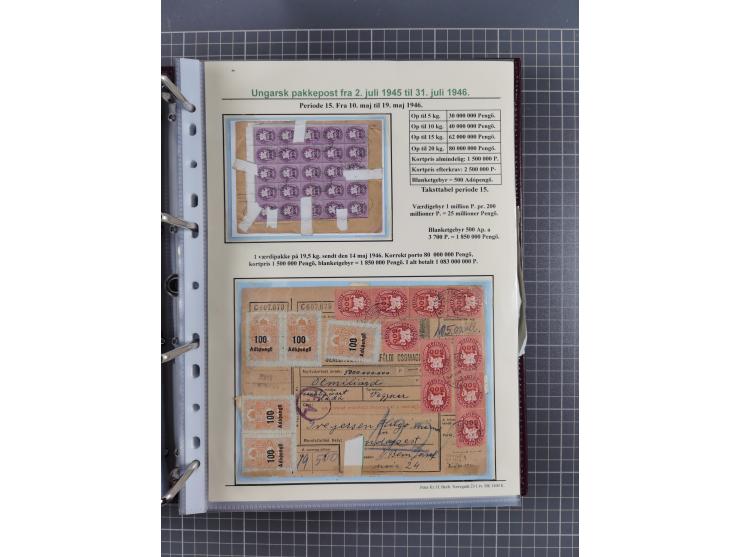 HYPERINFLATION: 1945/46, highly specialized Parcel Cards exhibit collection with around 80 items, showing a fine range of fra