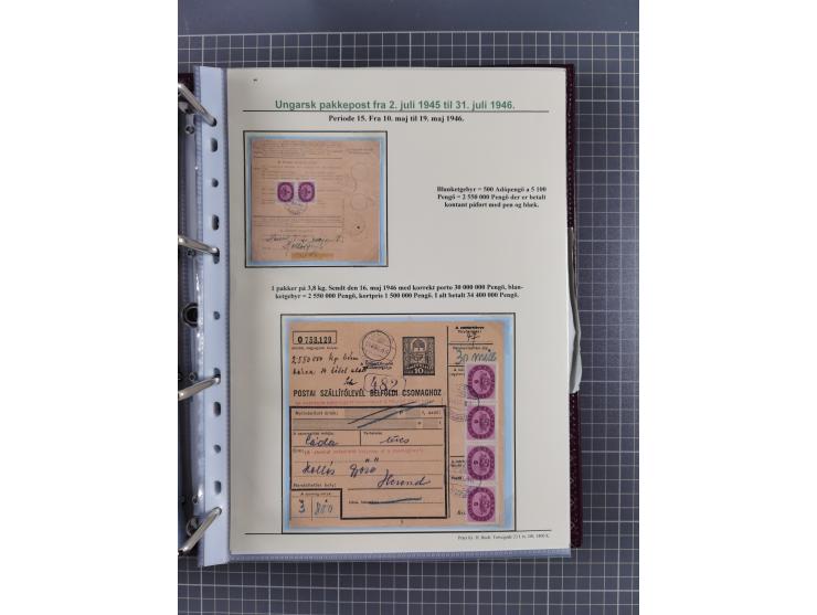 HYPERINFLATION: 1945/46, highly specialized Parcel Cards exhibit collection with around 80 items, showing a fine range of fra