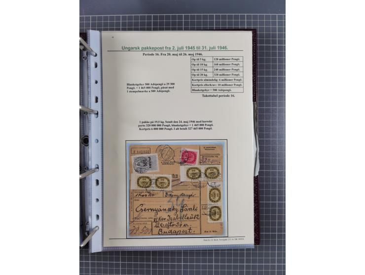 HYPERINFLATION: 1945/46, highly specialized Parcel Cards exhibit collection with around 80 items, showing a fine range of fra