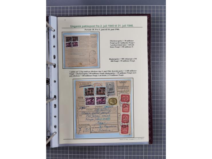 HYPERINFLATION: 1945/46, highly specialized Parcel Cards exhibit collection with around 80 items, showing a fine range of fra