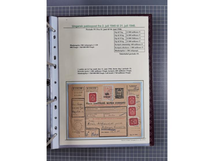 HYPERINFLATION: 1945/46, highly specialized Parcel Cards exhibit collection with around 80 items, showing a fine range of fra