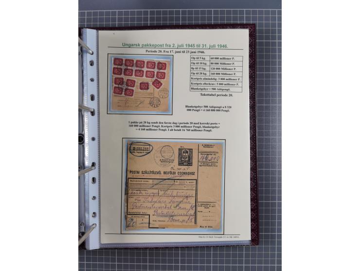 HYPERINFLATION: 1945/46, highly specialized Parcel Cards exhibit collection with around 80 items, showing a fine range of fra