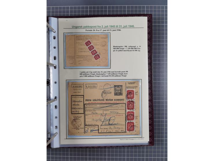 HYPERINFLATION: 1945/46, highly specialized Parcel Cards exhibit collection with around 80 items, showing a fine range of fra