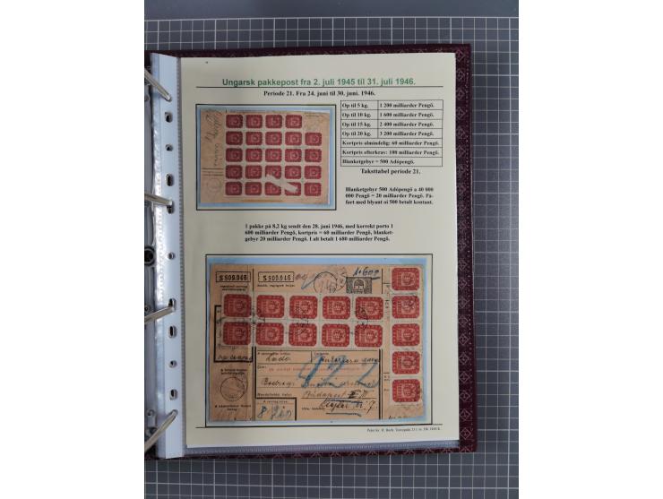 HYPERINFLATION: 1945/46, highly specialized Parcel Cards exhibit collection with around 80 items, showing a fine range of fra