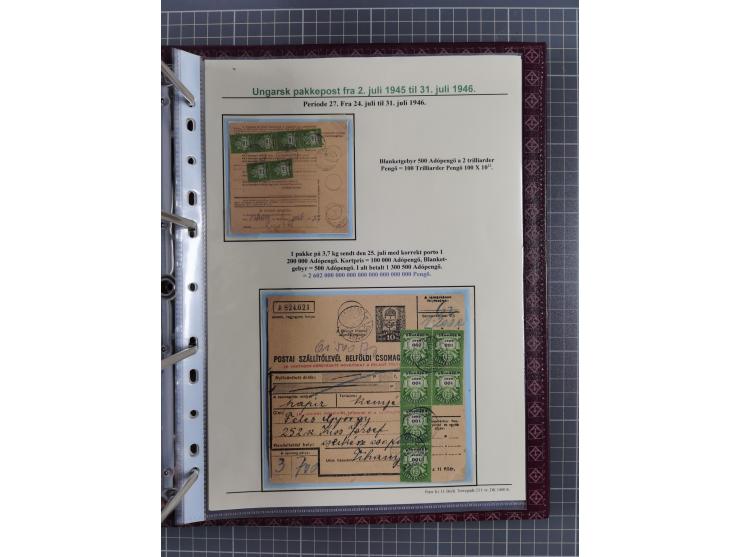 HYPERINFLATION: 1945/46, highly specialized Parcel Cards exhibit collection with around 80 items, showing a fine range of fra