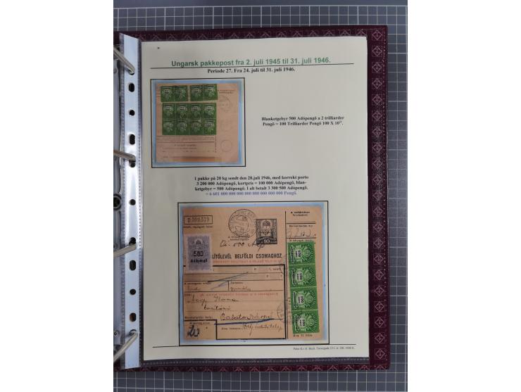 HYPERINFLATION: 1945/46, highly specialized Parcel Cards exhibit collection with around 80 items, showing a fine range of fra