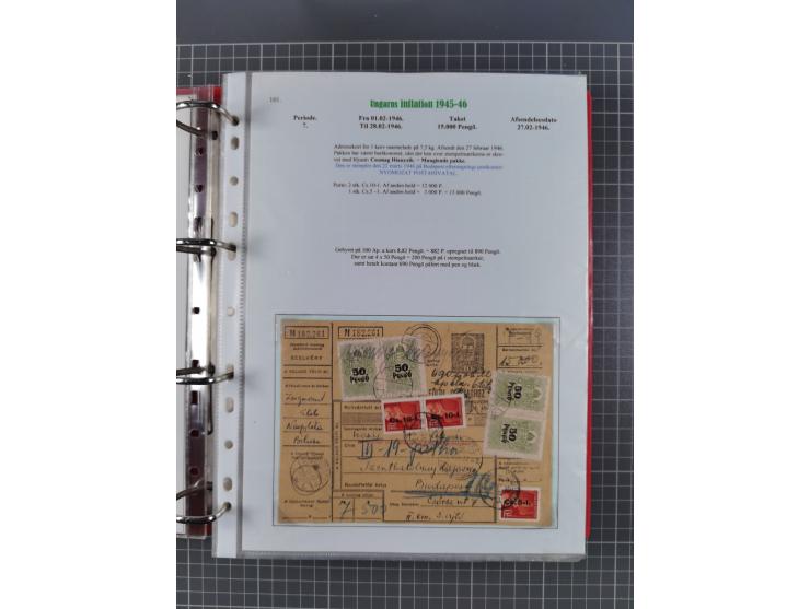 HYPERINFLATION: 1945/46, Parcel Cards exhibit collection with over 65 items, showing usages from periods 2 to 13 (including t