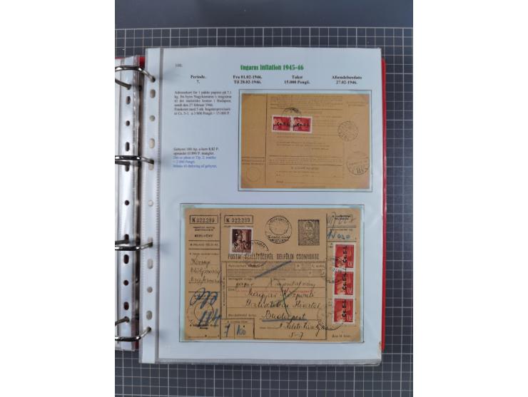 HYPERINFLATION: 1945/46, Parcel Cards exhibit collection with over 65 items, showing usages from periods 2 to 13 (including t