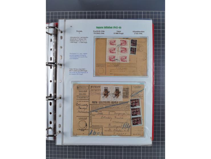 HYPERINFLATION: 1945/46, Parcel Cards exhibit collection with over 65 items, showing usages from periods 2 to 13 (including t