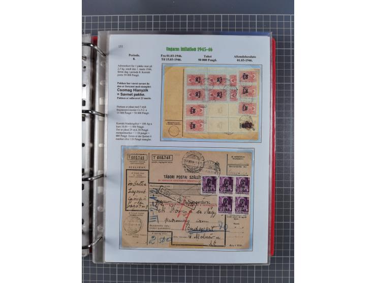 HYPERINFLATION: 1945/46, Parcel Cards exhibit collection with over 65 items, showing usages from periods 2 to 13 (including t