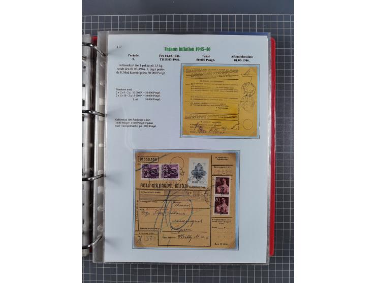 HYPERINFLATION: 1945/46, Parcel Cards exhibit collection with over 65 items, showing usages from periods 2 to 13 (including t