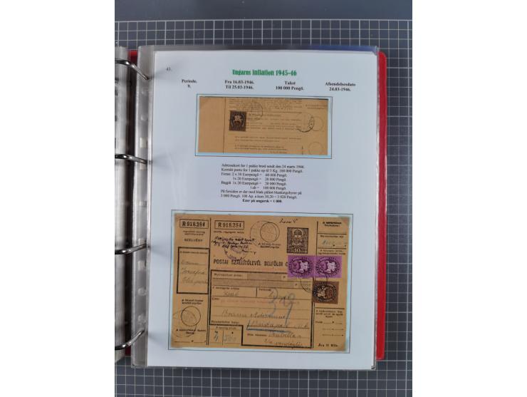 HYPERINFLATION: 1945/46, Parcel Cards exhibit collection with over 65 items, showing usages from periods 2 to 13 (including t