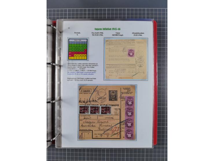 HYPERINFLATION: 1945/46, Parcel Cards exhibit collection with over 65 items, showing usages from periods 2 to 13 (including t