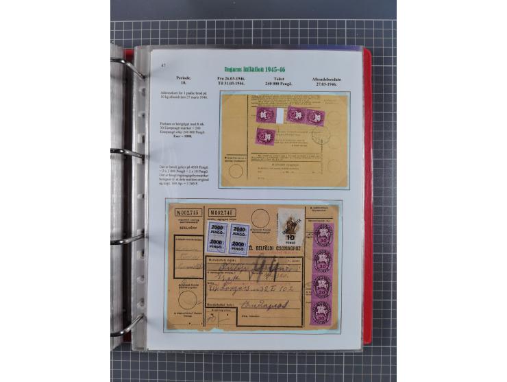 HYPERINFLATION: 1945/46, Parcel Cards exhibit collection with over 65 items, showing usages from periods 2 to 13 (including t