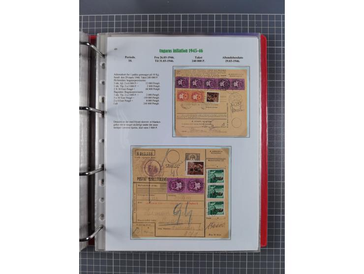 HYPERINFLATION: 1945/46, Parcel Cards exhibit collection with over 65 items, showing usages from periods 2 to 13 (including t