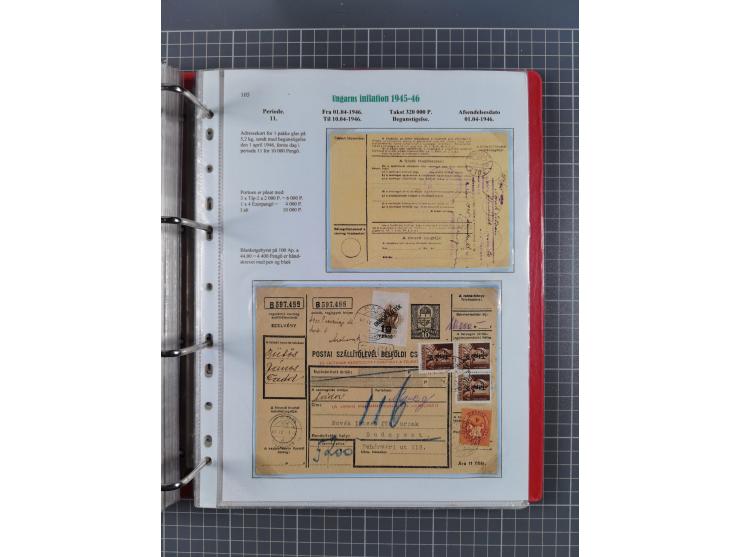 HYPERINFLATION: 1945/46, Parcel Cards exhibit collection with over 65 items, showing usages from periods 2 to 13 (including t