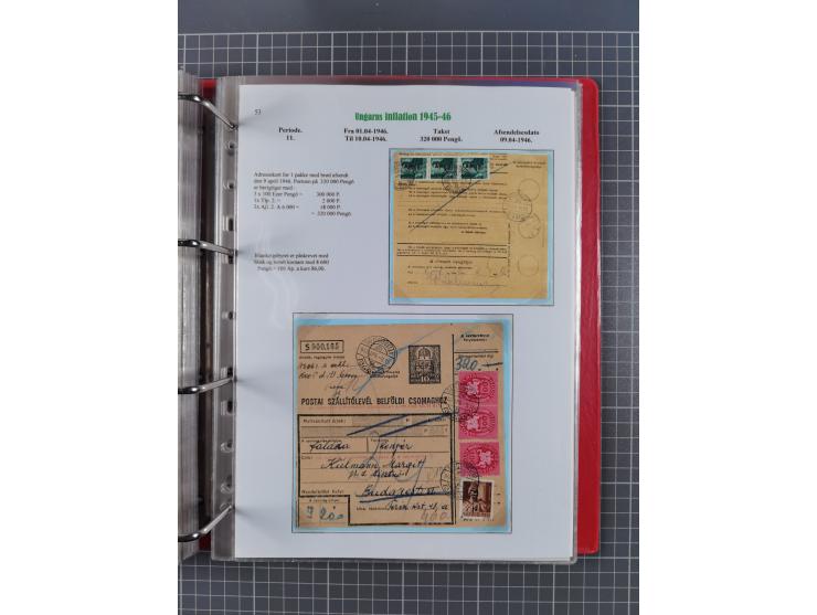 HYPERINFLATION: 1945/46, Parcel Cards exhibit collection with over 65 items, showing usages from periods 2 to 13 (including t