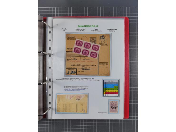 HYPERINFLATION: 1945/46, Parcel Cards exhibit collection with over 65 items, showing usages from periods 2 to 13 (including t