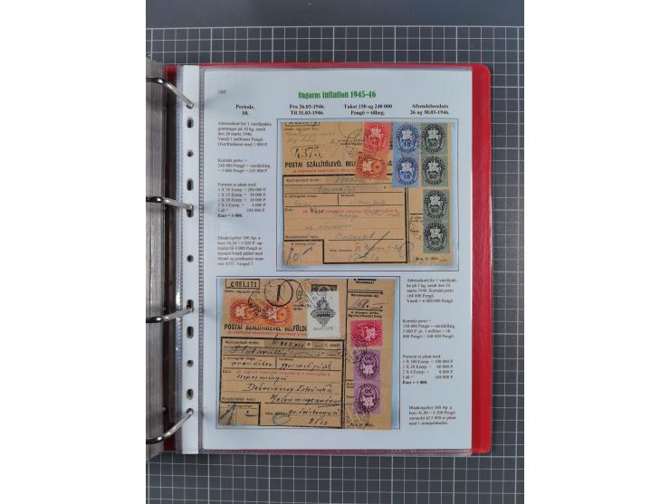 HYPERINFLATION: 1945/46, Parcel Cards exhibit collection with over 65 items, showing usages from periods 2 to 13 (including t