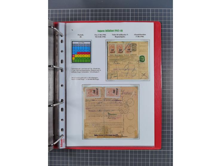 HYPERINFLATION: 1945/46, Parcel Cards exhibit collection with over 65 items, showing usages from periods 2 to 13 (including t