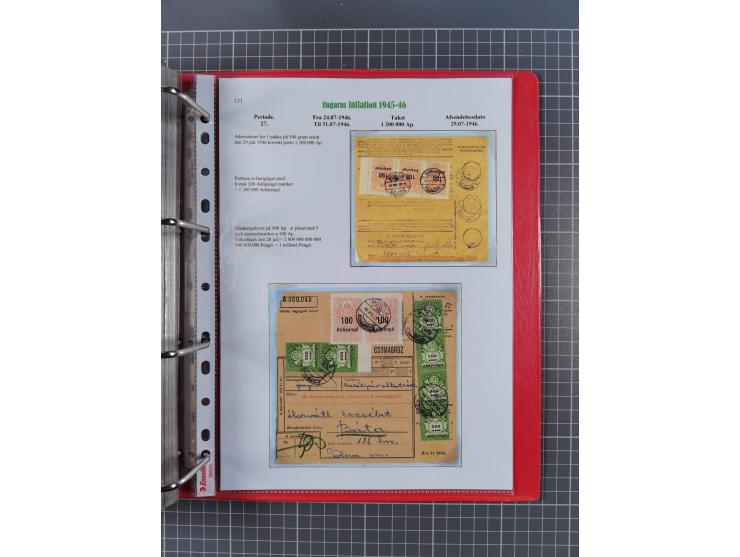 HYPERINFLATION: 1945/46, Parcel Cards exhibit collection with over 65 items, showing usages from periods 2 to 13 (including t