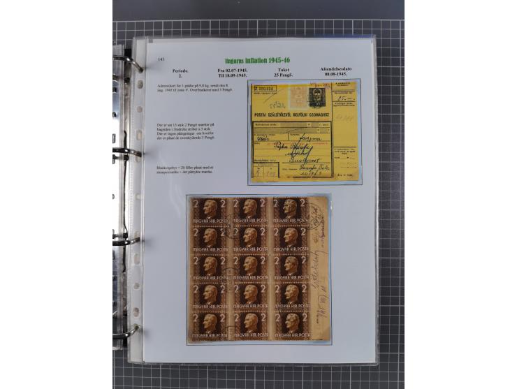 HYPERINFLATION: 1945/46, Parcel Cards exhibit collection with over 65 items, showing usages from periods 2 to 13 (including t