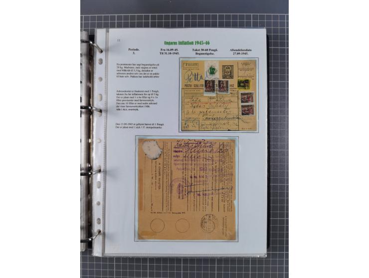 HYPERINFLATION: 1945/46, Parcel Cards exhibit collection with over 65 items, showing usages from periods 2 to 13 (including t