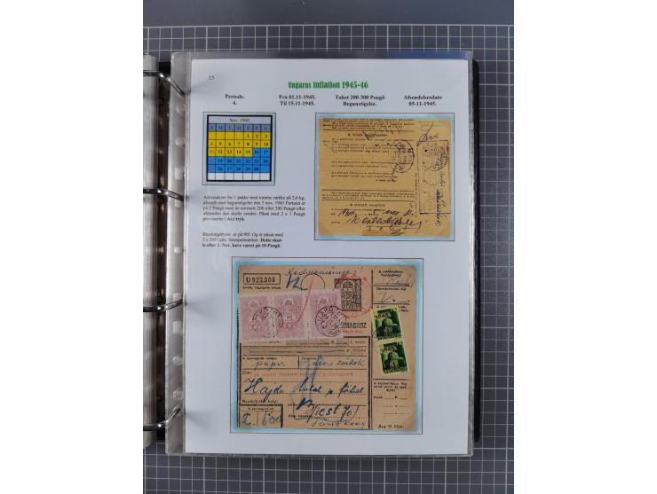 HYPERINFLATION: 1945/46, Parcel Cards exhibit collection with over 65 items, showing usages from periods 2 to 13 (including t