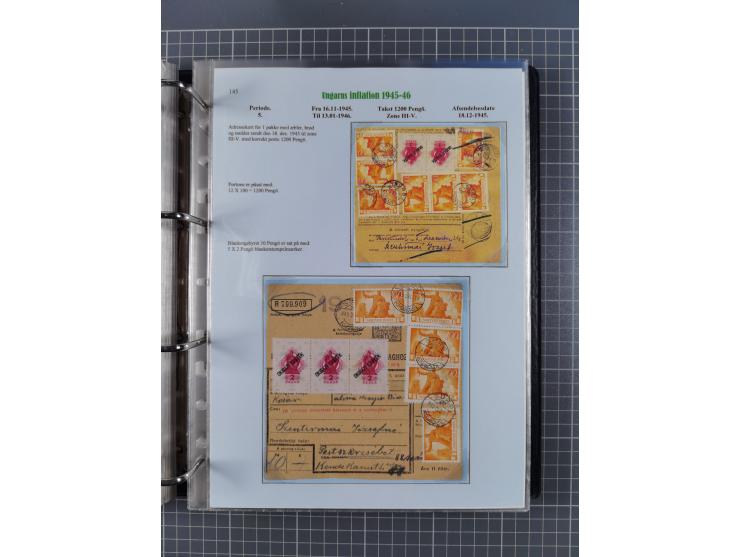 HYPERINFLATION: 1945/46, Parcel Cards exhibit collection with over 65 items, showing usages from periods 2 to 13 (including t