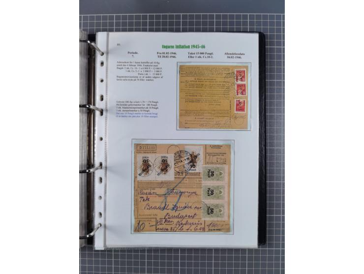 HYPERINFLATION: 1945/46, Parcel Cards exhibit collection with over 65 items, showing usages from periods 2 to 13 (including t