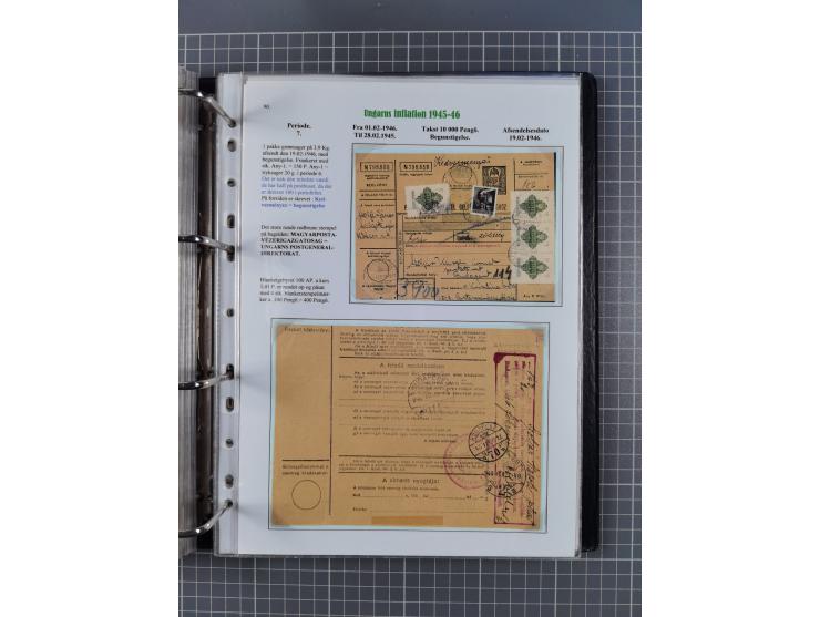 HYPERINFLATION: 1945/46, Parcel Cards exhibit collection with over 65 items, showing usages from periods 2 to 13 (including t