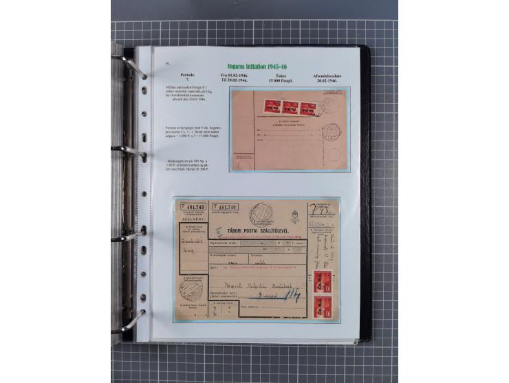 HYPERINFLATION: 1945/46, Parcel Cards exhibit collection with over 65 items, showing usages from periods 2 to 13 (including t