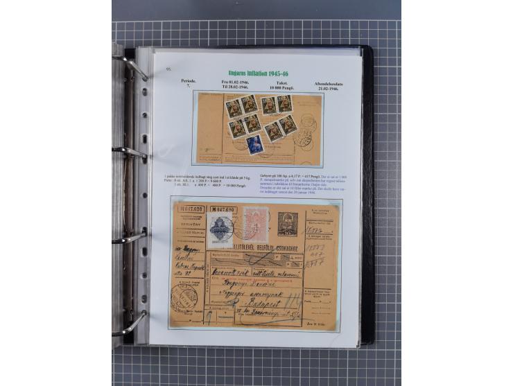 HYPERINFLATION: 1945/46, Parcel Cards exhibit collection with over 65 items, showing usages from periods 2 to 13 (including t