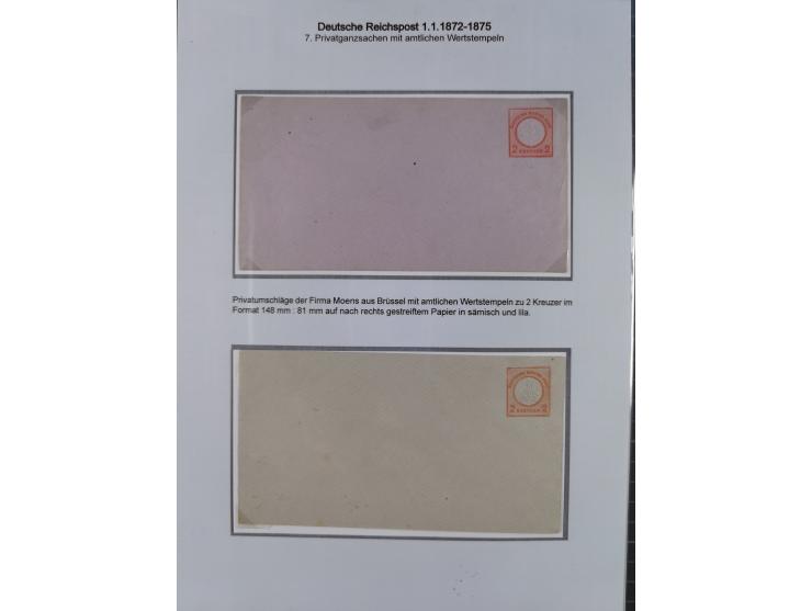 1872/75, Sammlung “Privat-Ganzsachenumschläge” mit 25 Umschlägen. Dabei u.a. jeweils 1 Umschlag mit Wertstempel 2½ und 5 Gros