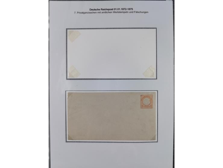 1872/75, Sammlung “Privat-Ganzsachenumschläge” mit 25 Umschlägen. Dabei u.a. jeweils 1 Umschlag mit Wertstempel 2½ und 5 Gros